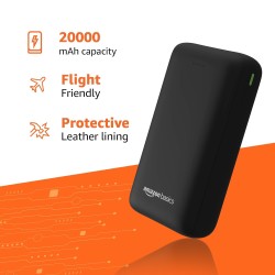 Amazon Basics 27000 mAh 65W Ultra Fast Charging Power Bank | Type C Power Delivery (Input & Output) | Quick Charge | Two-Way Fast Charging Black (Open Box)