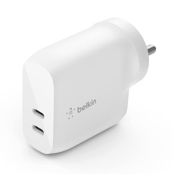 Belkin 40W (20W + 20W) Dual Port USB-C PD Wall Charger | Fast Charging for iPhone 16, 16 Plus, 16 Pro, 16 Pro Max, 15, 15 Pro, 15 Pro Max, iPhone 14 Series, Galaxy S24 Ultra, iPad, AirPods & More (Open Box)