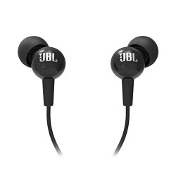 JBL C100SI Wired In Ear Headphones with Mic, JBL Pure Bass Sound, One Button Multi-function Remote, Premium Metallic Finish, Angled Buds for Comfort fit (Open Box)