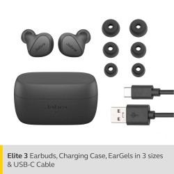 Jabra Elite 3 in Ear Bluetooth Truly Wireless in Ear Earbuds, Noise Isolating with mic for Clear Calls, Rich Bass, Customizable Sound, Mono Mode (Open Box)