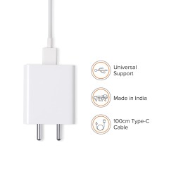 Mi 33W SonicCharge 2.0 USB Charger|Wall Charger Adapter with USB to Type-C Cable Included|Fast Charging|QC Charging|Adapter + USB to Type C Cable (Open Box)