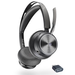 Poly (Plantronics) Voyager Focus 2 Wireless Headset, On-Ear w/Noise-canceling mic, ANC, 175 g, PC via BT700 Bluetooth Adapter/Smartphone via Bluetooth, Up to 25 Hours Talk time