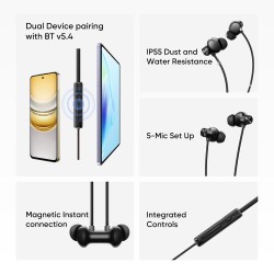 realme Buds Wireless 5 ANC in Ear Bluetooth Headphones,50dB ANC, 13.6mm Dynamic Bass Driver,360° Spatial Audio,45ms Low Latency,Upto 38hrs Playback,IP55 Rating,Dual Device Connection (Open Box)