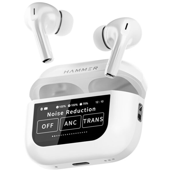 HAMMER Screen TWS Earbuds Wireless with 13mm Drivers, ANC Ear Buds 32dB, up to 50H Playtime TWS Ear Buds, Type-C Fast Charging, BT v5.4, TWS with ANC Transparency & EQ Mode (Open Box)